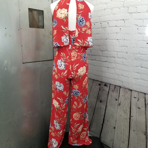 Romeo and Juliet couture floral backless jumpsuit size small - Picture 3 of 10